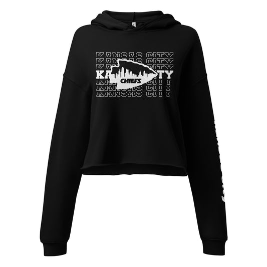 Stacked Kansas City Arrowhead Cropped Hoodie